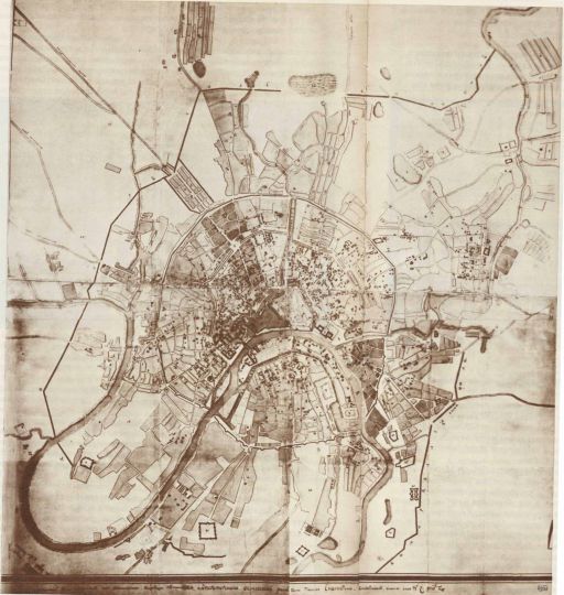 Прожектированный план Москвы
План Москвы прожектированной городу и предместиям. - 1:12600, 150 саж. в дюйме. - [М., 1775]. - 1 к.; 96x75 см. 
