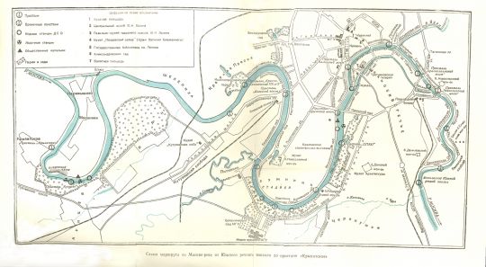 Схема маршрута по Москве-реке
Схема охватывает территорию вдоль Москвы-реки от Южного речного вокзала до пристани "Крылатское"
