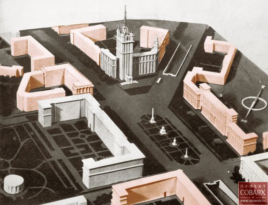 Проект здания "Гидропроекта"
Проект здания «Гидропроекта» на развилке Волоколамского и Ленинградского шоссе.
III вариант. Макет. 1951 г., арх. К.С.Алабян, Л.Н.Баталов, инж. Г.В.Чернышёв
