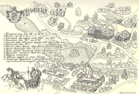 Схематический план усадьбы Знаменское-Садки
