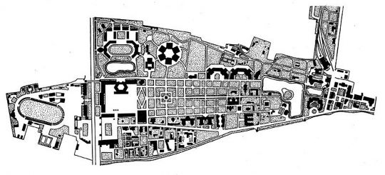План Всероссийской сельскохозяйственной и кустарно-промышленной выставки в Москве
И. В. Жолтовский. Всероссийская сельскохозяйственная и кустарно-промышленная выставка в Москве. 1923 г. Генеральный план
