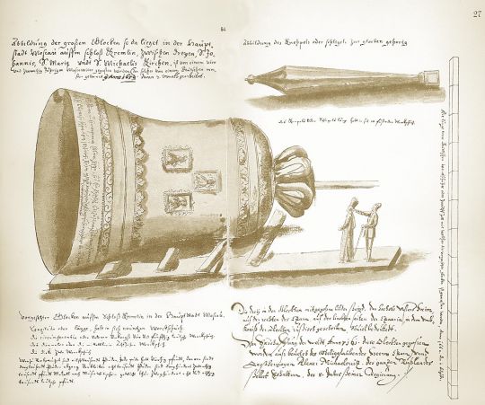 Изображение большого колокола, лежащего в столичном городе Москве
Рисунки Дрезденскаго альбома, воспроизведенные съ подлинника въ натуральную величину съ приложенiемъ карты пути цесарскаго посольства 1661-62 гг. 
