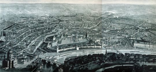 Общий вид Москвы с высоты птичьего полёта
