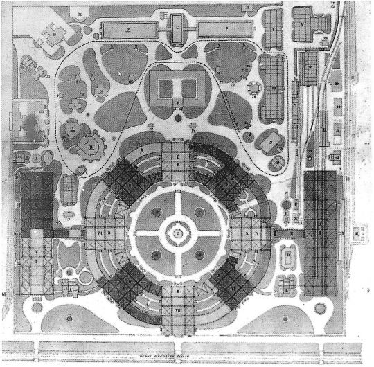 План Всероссийской Художественно-промышленной Выставки в Москве
Общий план-схема Всероссийской Художественно-промышленной Выставки 1882 года в Москве
