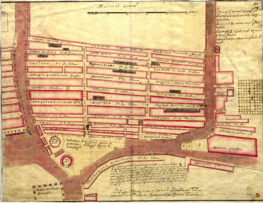 План торговых рядов в Китай-городе с Лобным местом и библиотекой у Спасских ворот  

