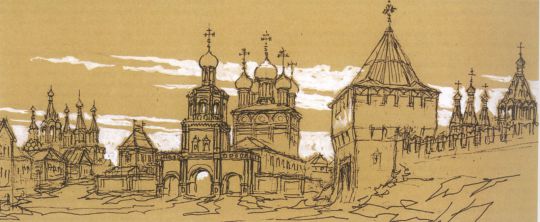 Страстной монастырь и Тверские ворота Белого города
