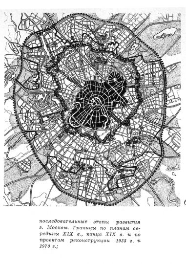 Последовательные этапы развития г. Москвы
