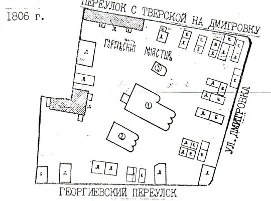 Георгиевский монастырь
План Георгиевского монастыря. 1806 г.(реконструкция 1988 г.)
