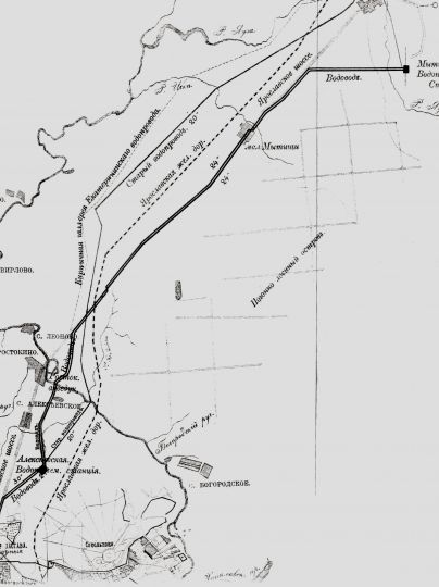 Схема Мытищинского водопровода
Представлена схема нескольких веток Мытищинского водопровода, построенных в разное время - с 1770 по 1893 годы

