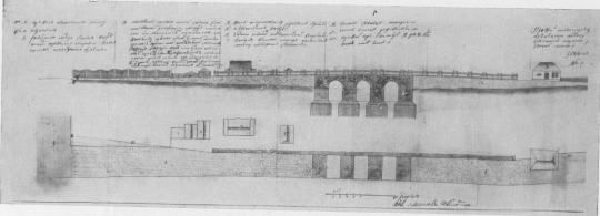 Кузнецкий мост, 1751-1757 гг.
Осуществленный вариант проекта. Фрагмент чертежа, подписанного Д.В. Ухтомским
Ключевые слова: Д.В. Ухтомский, Кузнецкий мост, XVII, проект, чертеж