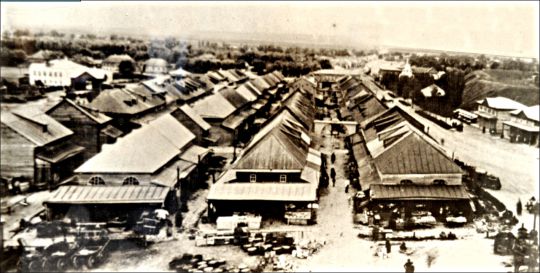 Торговые ряды Дмитровского рынка
Торговая площадь - одна из наиболее древних частей Дмитрова. Место расположения рынка не меняется в городе уже несколько столетий. Когда здесь появился торг, точно сказать трудно, но, вероятно, это произошло где-то на рубеже XII - XIII веков. Именно здесь ближе всего к кремлю подходило старое русло реки Яхромы. Упоминаются торговые ряды в старинных переписных книгах: Большой и Малый ряд, Мясной ряд. Во всех этих рядах в начале XVIII века стояло более сотни лавок (по подсчетам известного историка М.Н. Тихомирова, -105 лавок). Большинство посадских людей торговало в собственных лавках.
Ключевые слова: Дмитров; Торговая полощадь; рынок