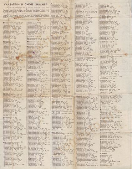 Легенда карты 061937
Обратная сторона карты Москвы 1937 года
